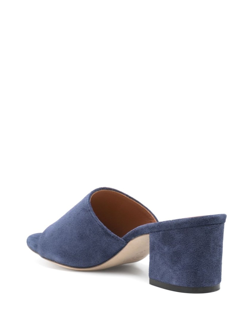 Via Roma 15 Ocean Blue Suede Mules In Grey