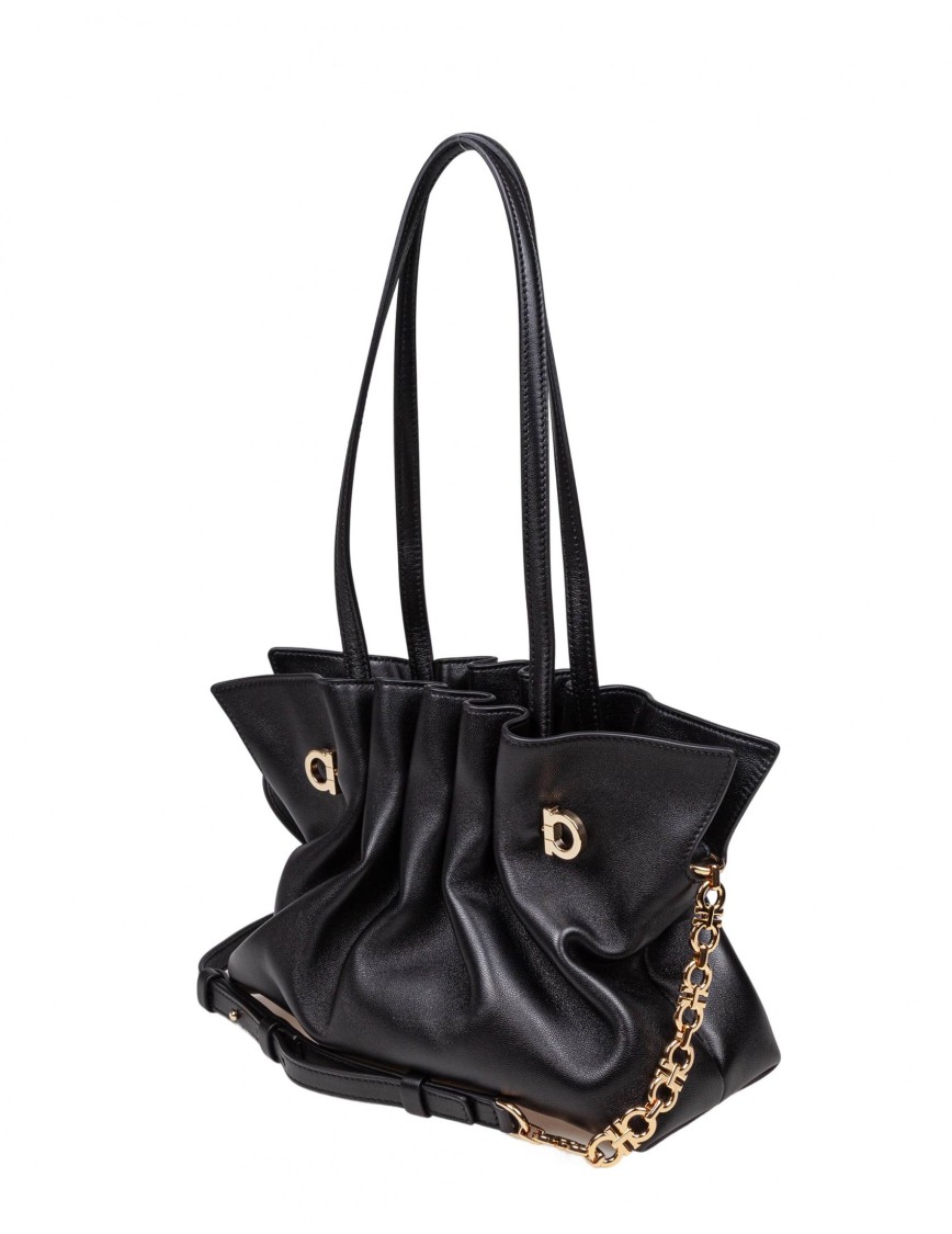 Ferragamo Soft Bag In Nappa Color Black