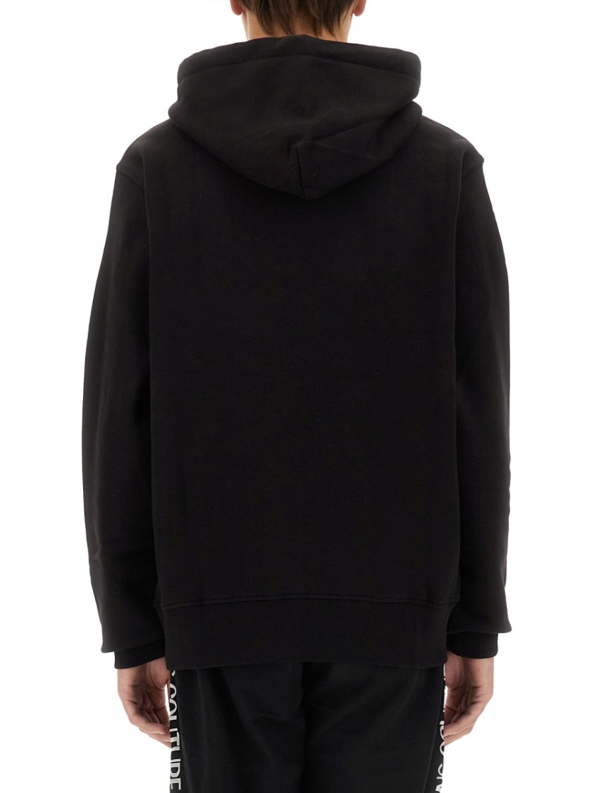 Shop Versace Jeans Couture Black Regular Fit Sweatshirt With Bold Logo Print