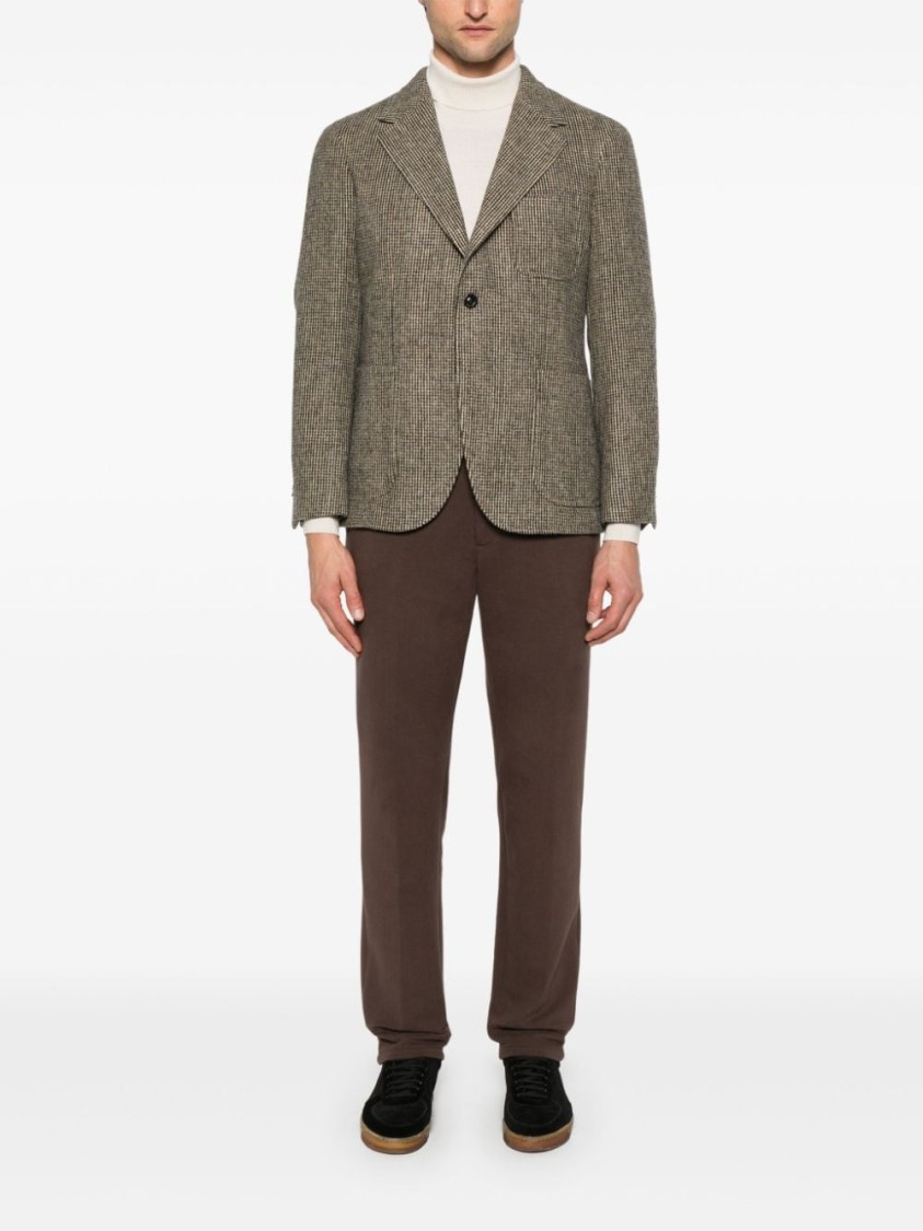 Boglioli Brown Tailored Houndstooth Jacket In Brown