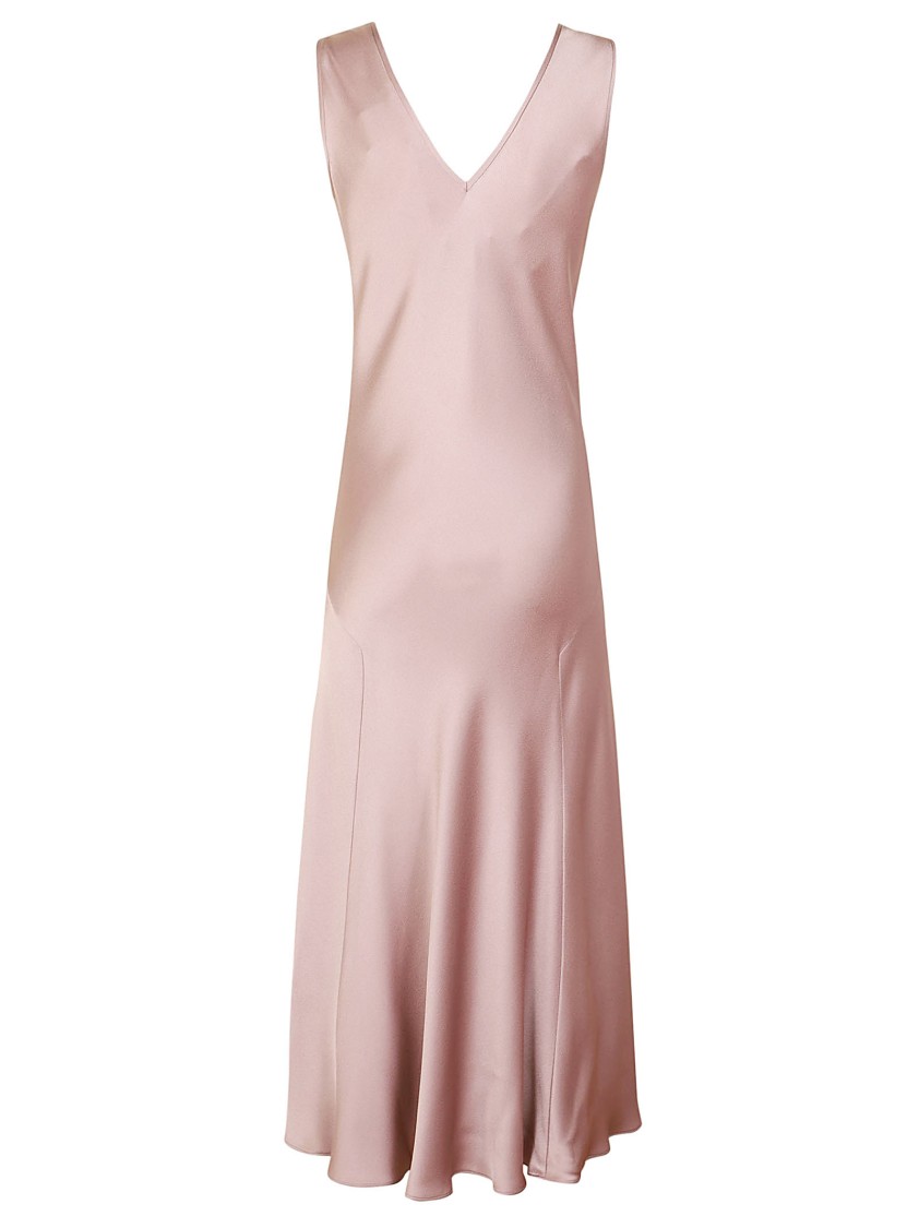 Max Mara Sleeveless Maxi Dress With Deep V-neckline In Pink