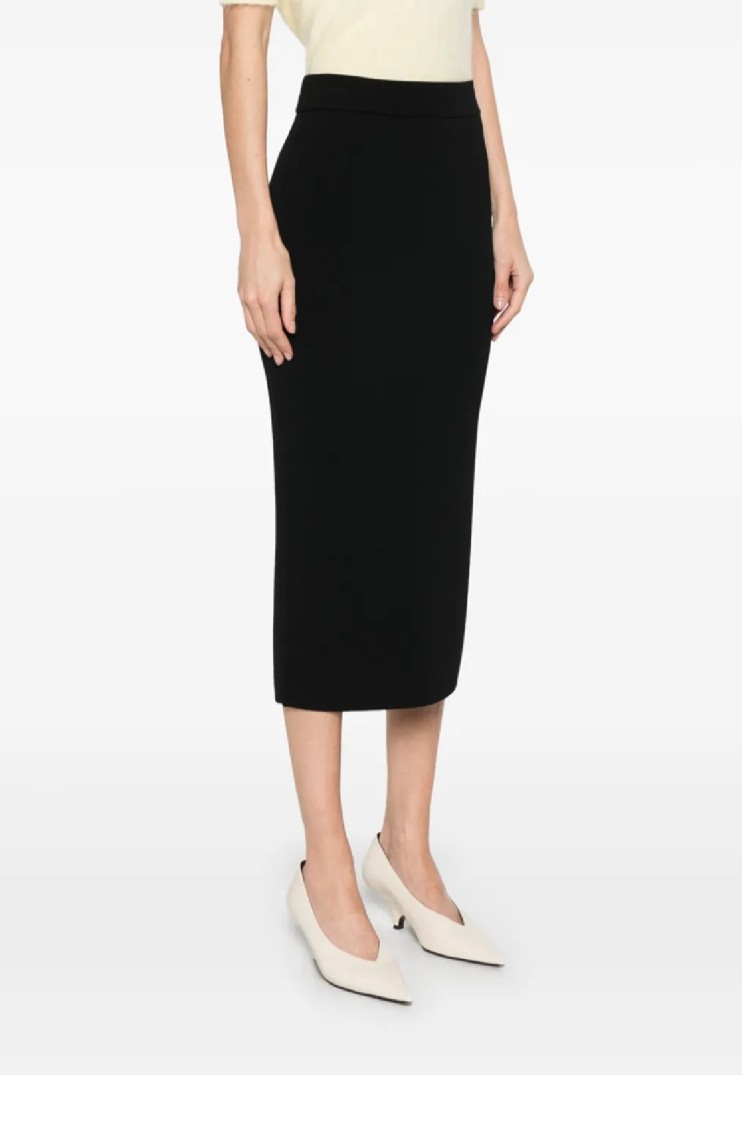 Max Mara Form-fitting Losanna Midi Skirt With Smooth Waistband In Black