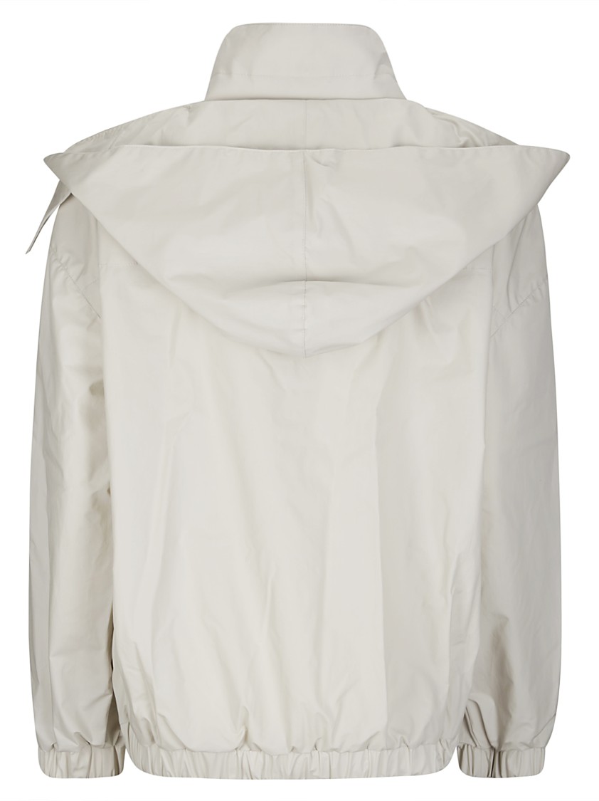 Rier Short Zip-front Jacket With Removable Hood In Neutrals