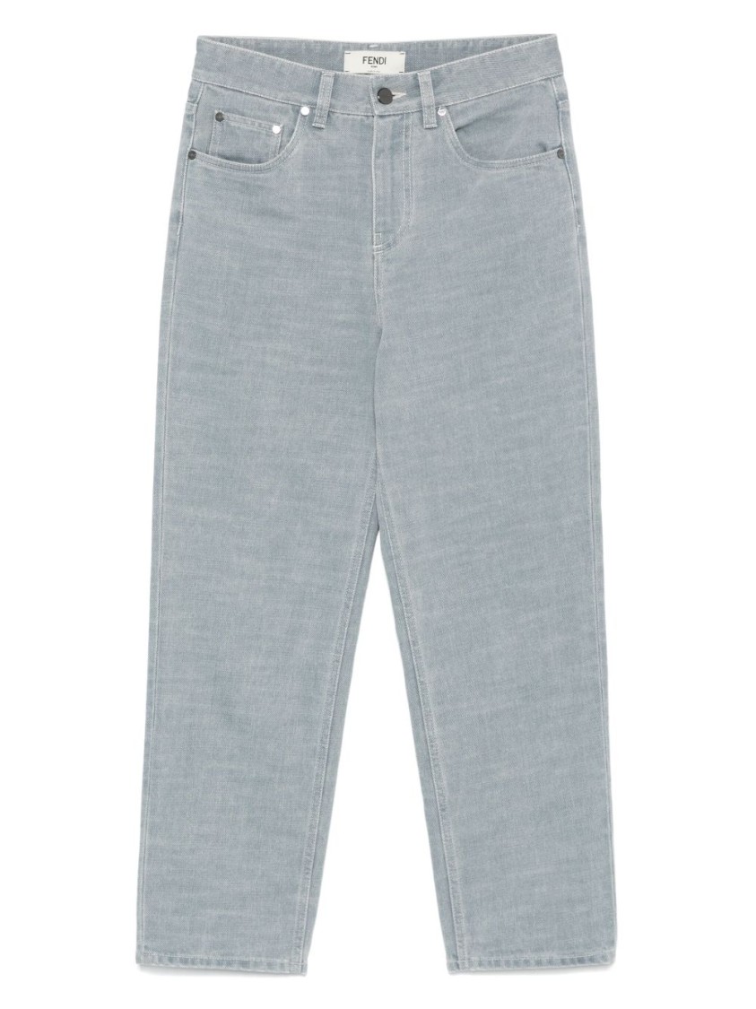 Fendi Women Denim Cotton Cropped Jeans In Blue