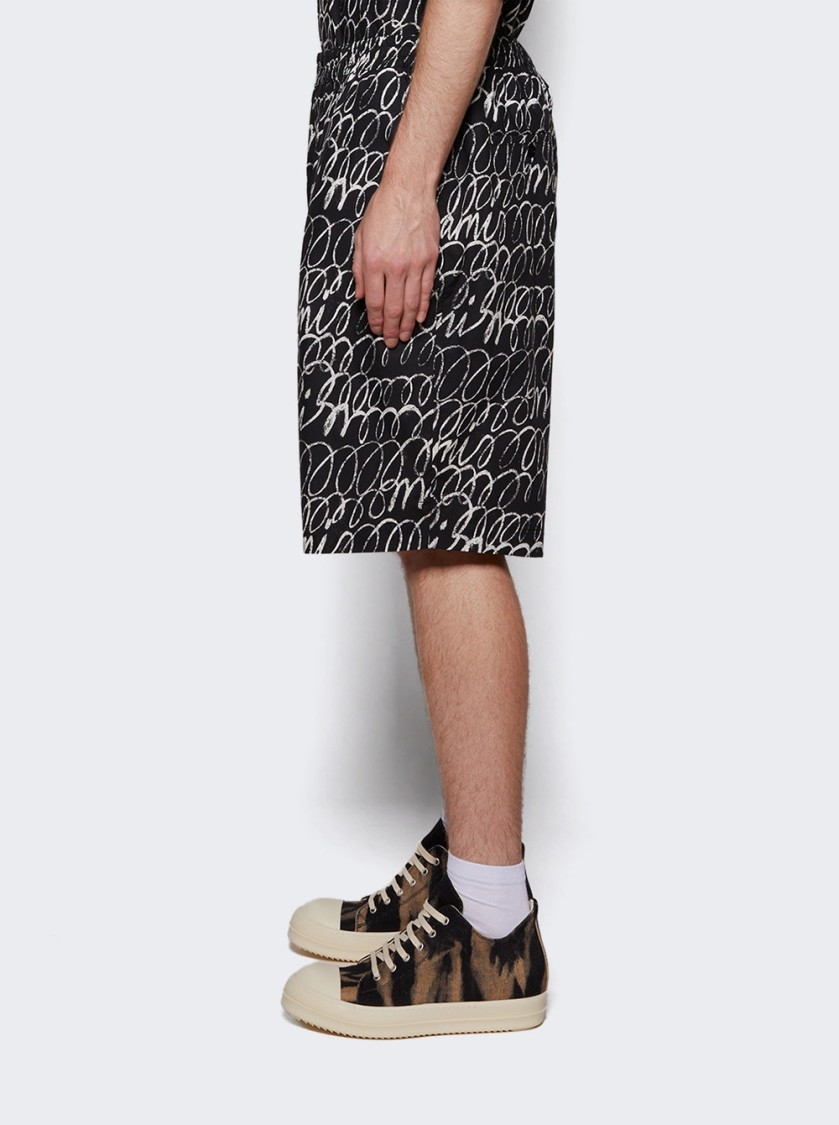 MARNI MARNI POPLIN DRAWSTRING SCRIBBLE SHORTS