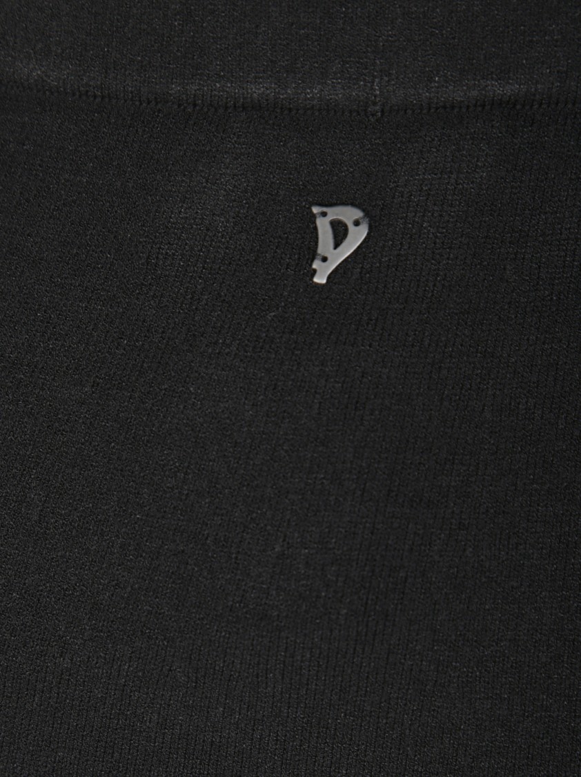 Dondup Fitted Black Skirt With Ribbed Hem In Black