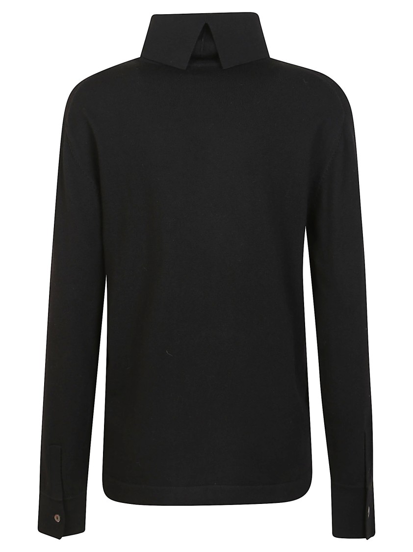 P.a.r.o.s.h . Ribbed Turtleneck Sweater With Buttoned Cuffs In Black