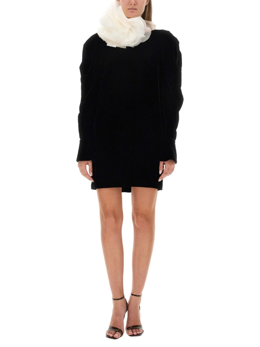 Nina Ricci Slim Fit Mini Dress With Voluminous Sleeves In Black