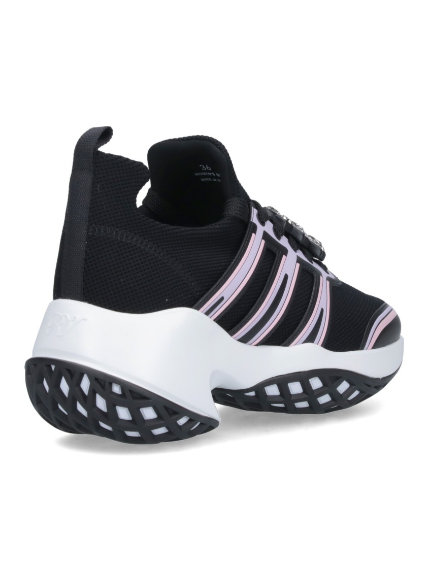 Roger Vivier Viv' Run Sneakers With Crystal Buckle Detail In Black