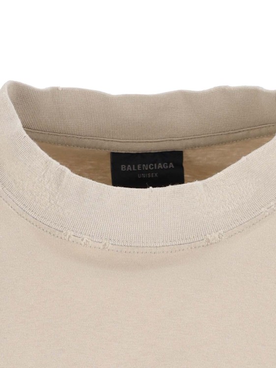 Balenciaga Beige Cotton Crew Neck T-Shirt With Logo Patches