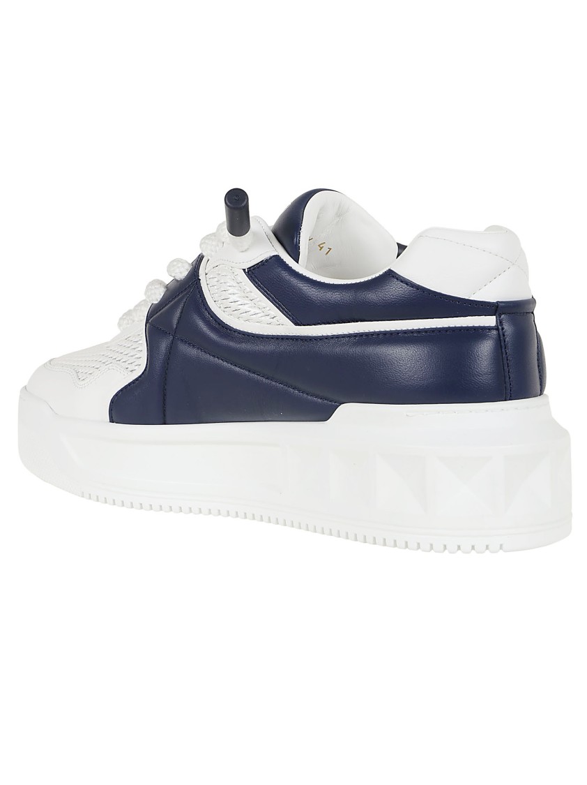 Valentino Two-tone Nappa Leather One Stud Sneakers In White