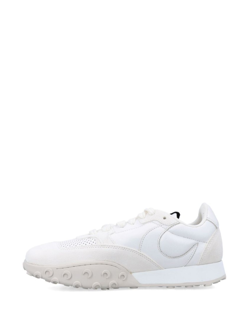 Marine Serre Premium Leather White Sneakers With Textured Design In White
