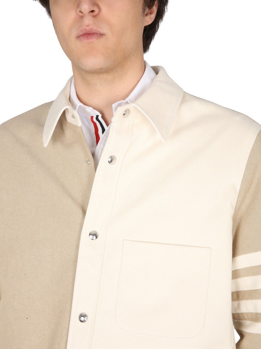 Shop Thom Browne Denim Jacket In Neutrals