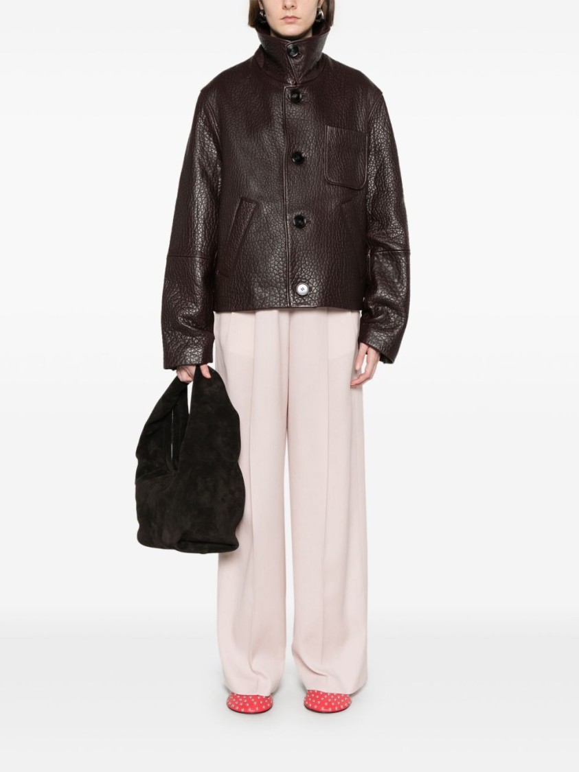Ami Alexandre Mattiussi Leather Jacket With Chest Patch Pocket