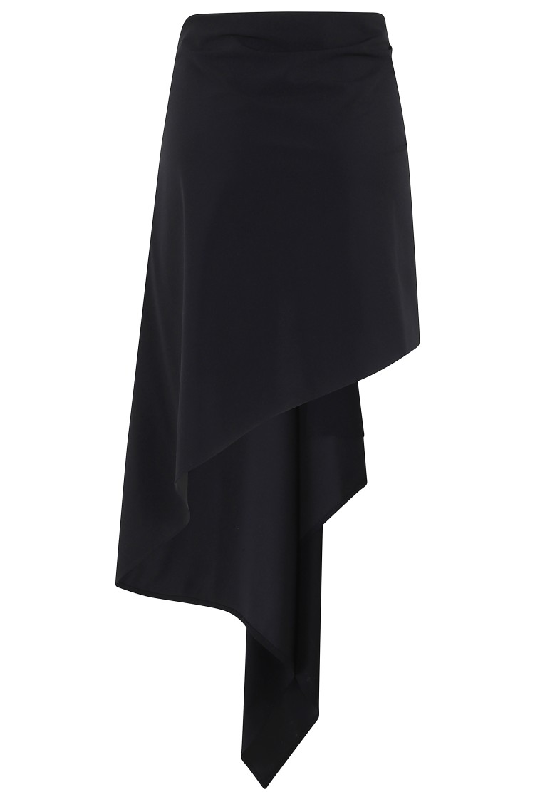 Shop Magda Butrym Asymmetrical Black Draped Skirt