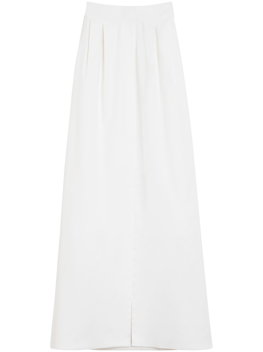 Max Mara High-waisted Pleated Maxi Skirt With Subtle Back Slit In White