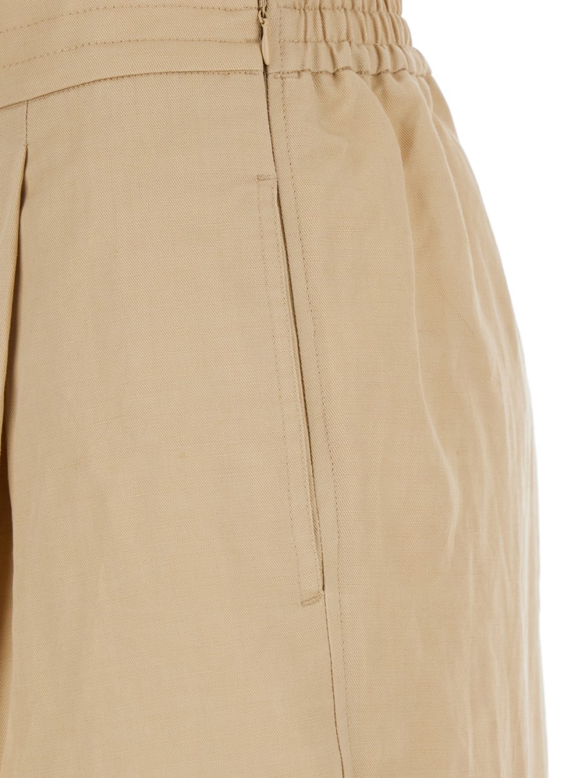 Shop Twinset Twin-set Beige Palazzo Pants With Elastic Waist In Neutrals