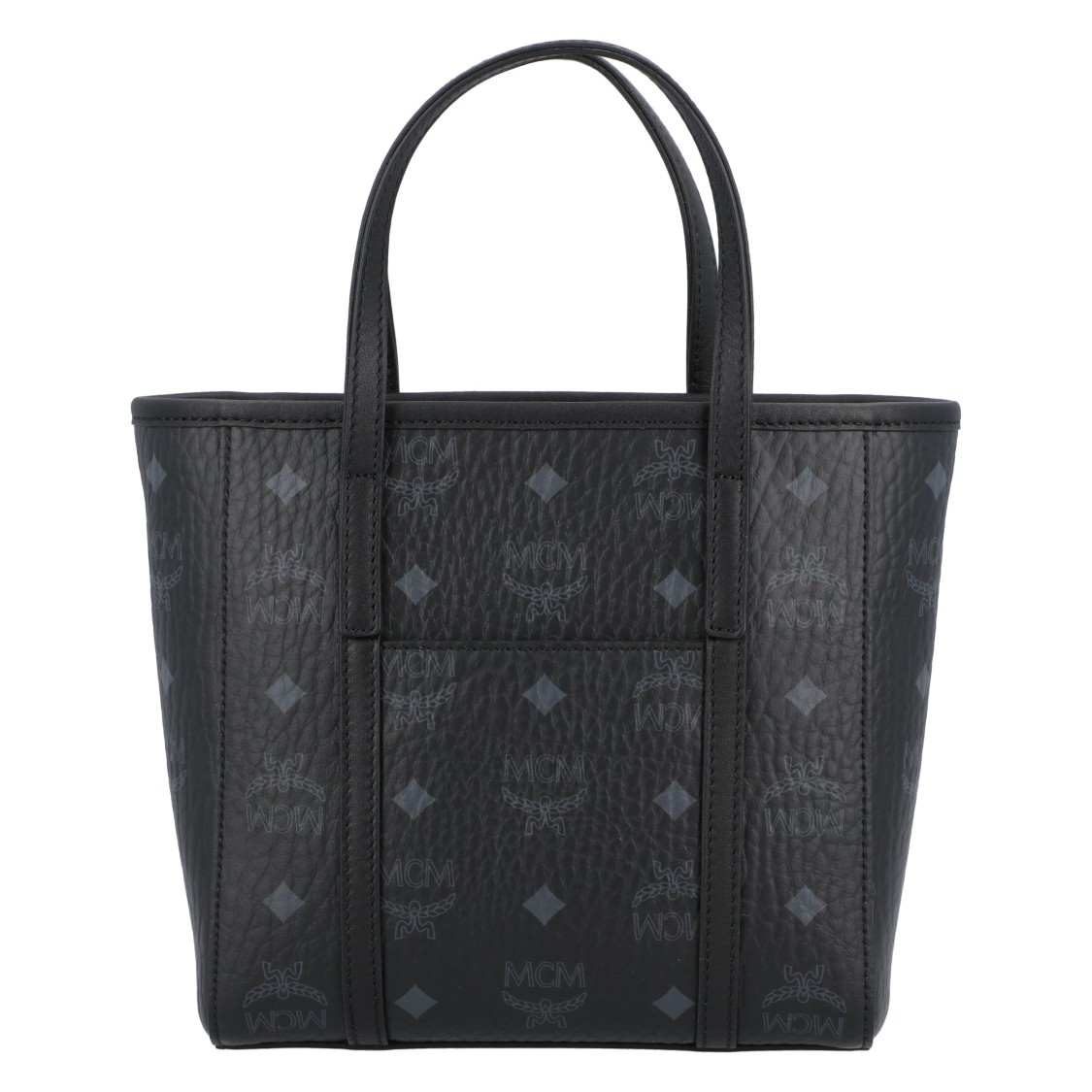 Mcm Structured Shoulder Bag With Textured Finish In Black
