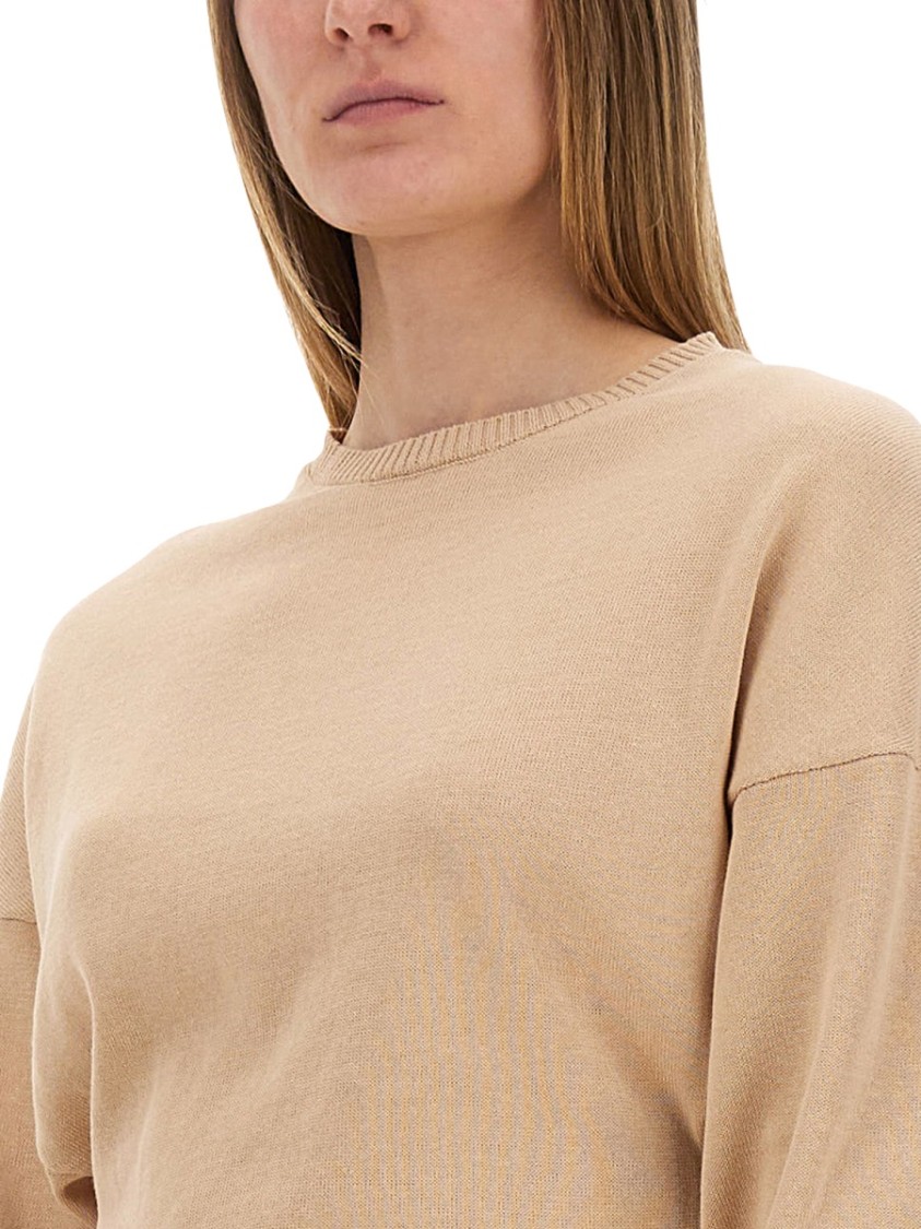 Shop Alysi Cropped Knit Top In Brown