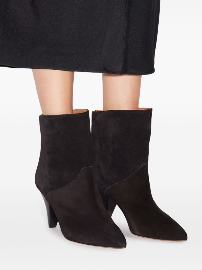 Isabel Marant Pointed Toe Black Ankle Boots In Black