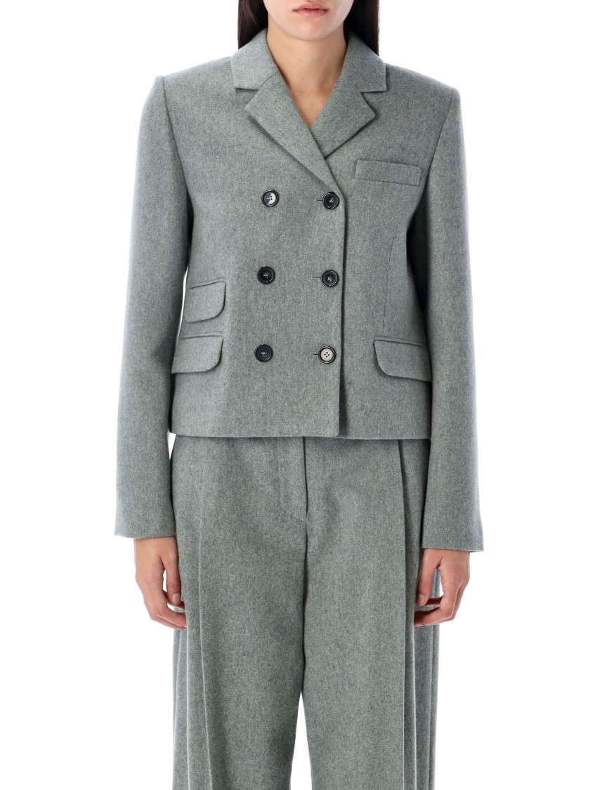 The Garment Mille Double-breasted Wool-blend Blazer In Grey