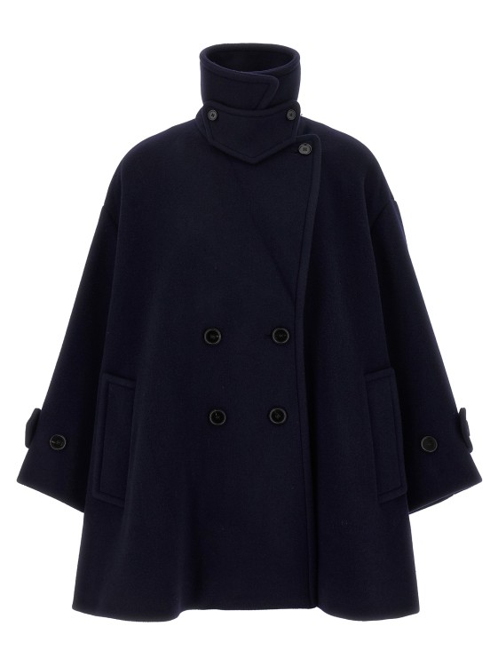 Chloé Double Breasted Wool Coat Long in Blue | THE LIST