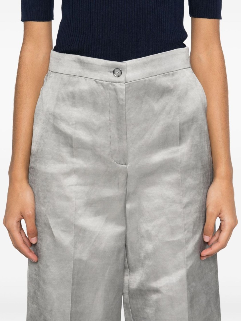 Pinko Wide-leg Grey Trousers With High Waist In White