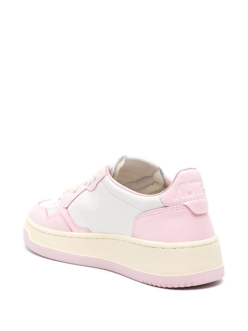 Autry Sneakers Medalist Low In Pelle Bicolore Bianco E Rosa In Pink