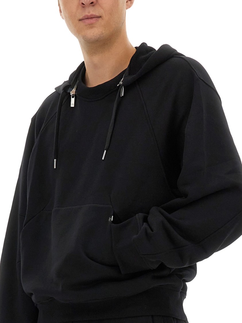 HELMUT LANG HELMUT LANG BLACK HOODIE WITH ADJUSTABLE DRAWSTRINGS