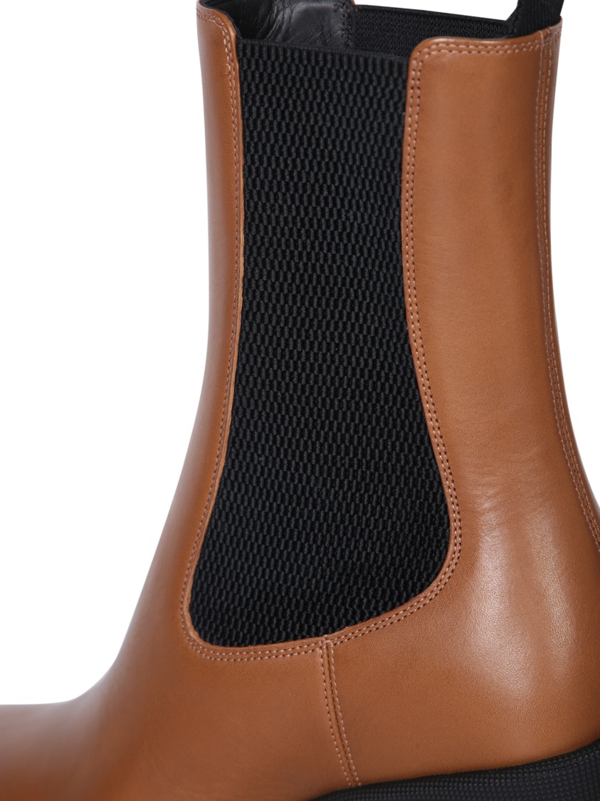 BURBERRY BURBERRY BROWN LEATHER BOOTS WITH CHUNKY HEEL 
