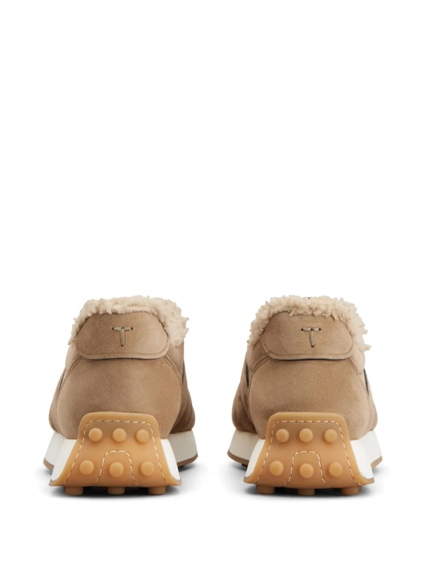 Tod's Brown Cow Leather Trainers With Plush Lining In Neutral