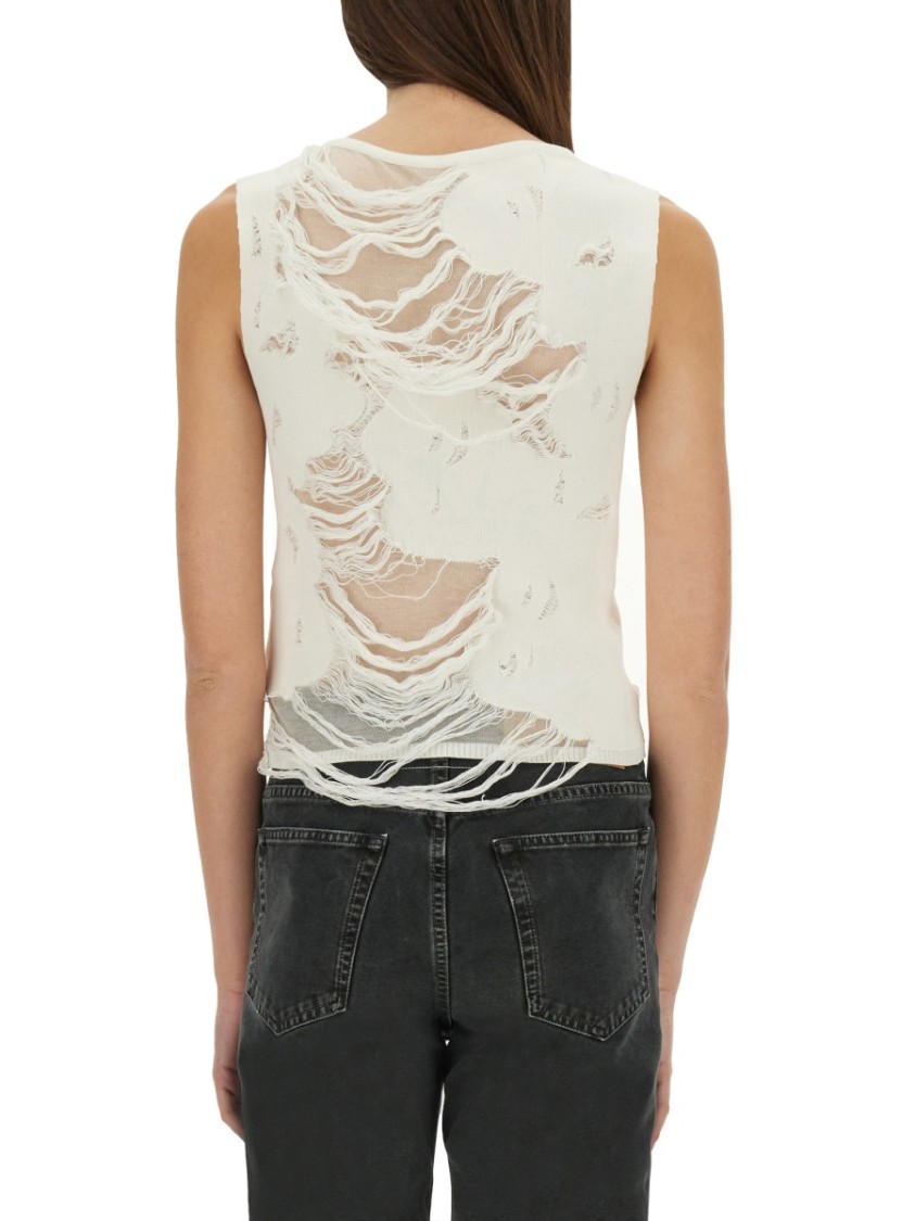 Mm6 Maison Margiela Mm6 By Maison Margiela Layered Distressed Fabric Sleeveless Top In White