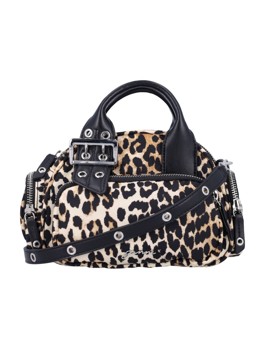 Ganni Leopard Mini Polochon Bag
