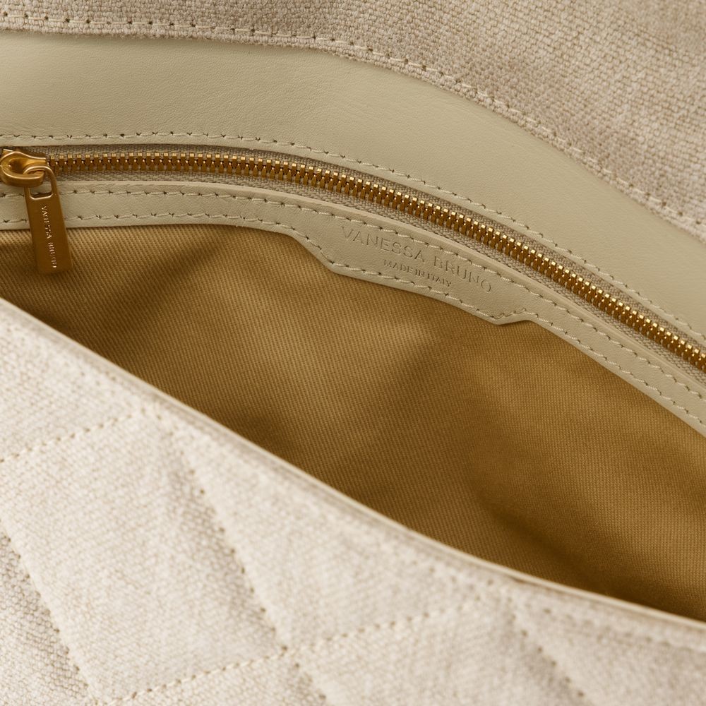 Shop Vanessa Bruno Grand Moon Bag - Linen - Beige In Neutrals