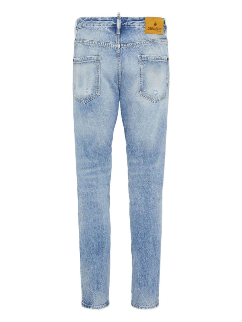 Dsquared2 Light Blue Denim Jeans With Whiskering Effect And Classic Five-pocket Design In Blue