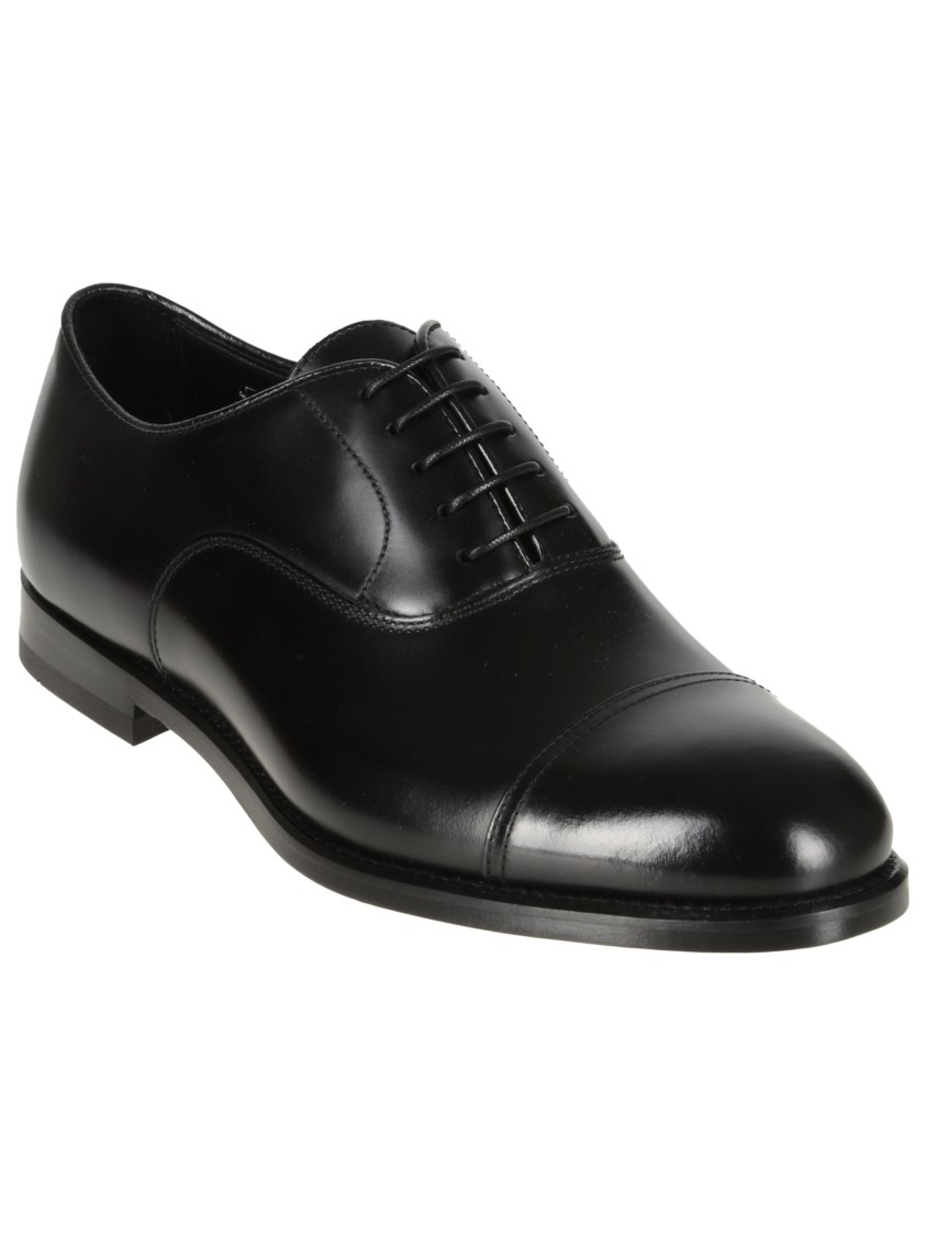 Doucal's High-shine Black Oxford Shoes With Lace-up Fastening In Black