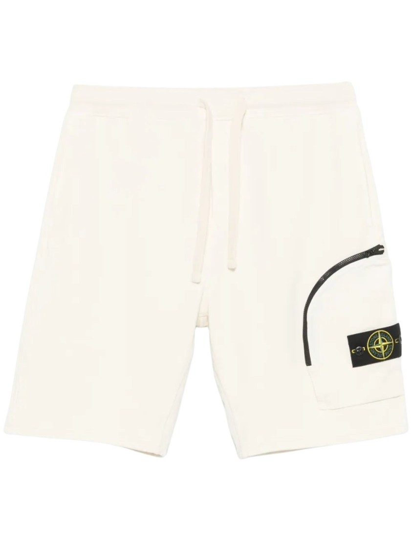 Shop Stone Island Compass-badge Track Shorts In Neutrals