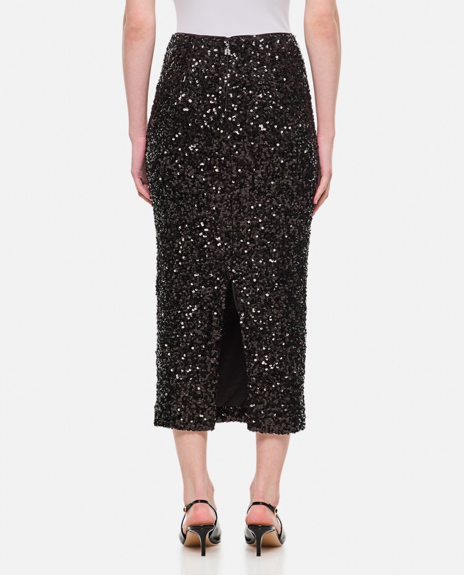 Rotate Birger Christensen Rotate Sequin Midi Pencil Skirt In Black