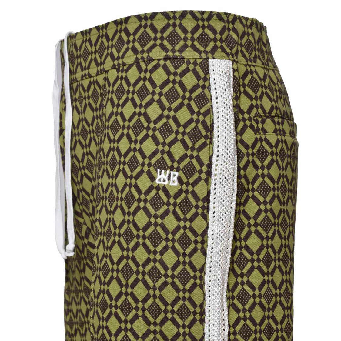 WALES BONNER WALES BONNER POWER SPORTS PANTS IN OLIVE GREEN JACQUARD COTTON