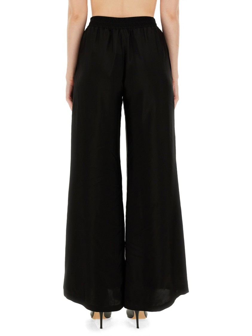 Fabiana Filippi Black Wide Leg Pants With Relaxed Fit And Elastic Waistband In Black