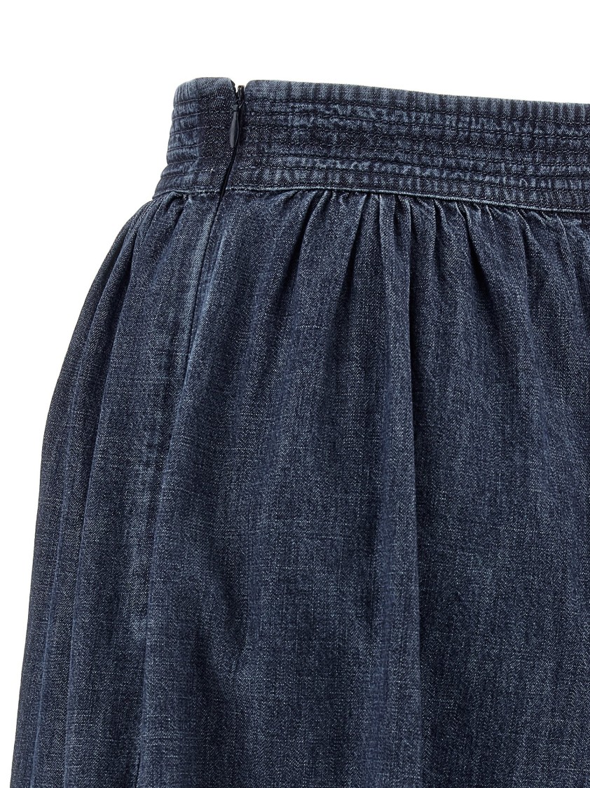 Valentino Garavani Balloon Fit Chambray Cotton Denim Pants In Blue