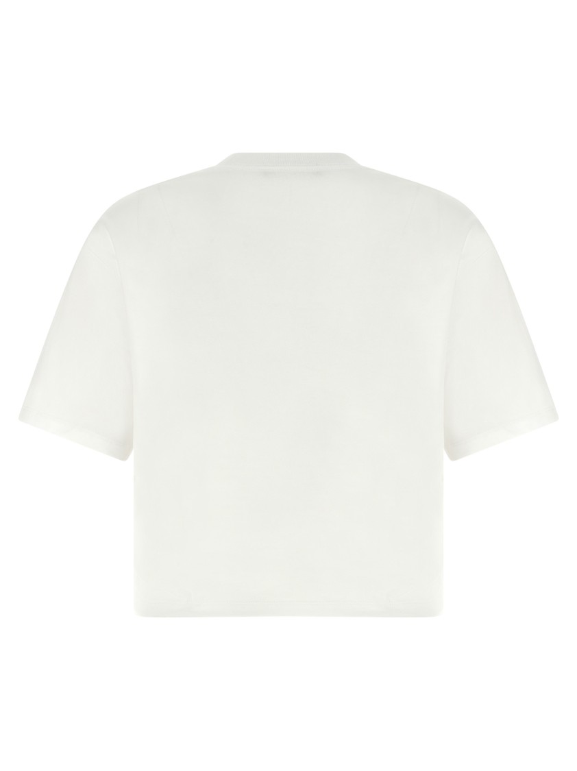 Versace Cropped T-shirt With Twist Detail And Safety Pin Logo In White