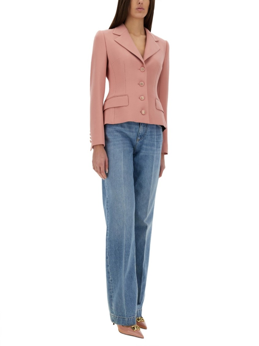 Dolce & Gabbana Single-breasted Pink Wool Jacket In Pink