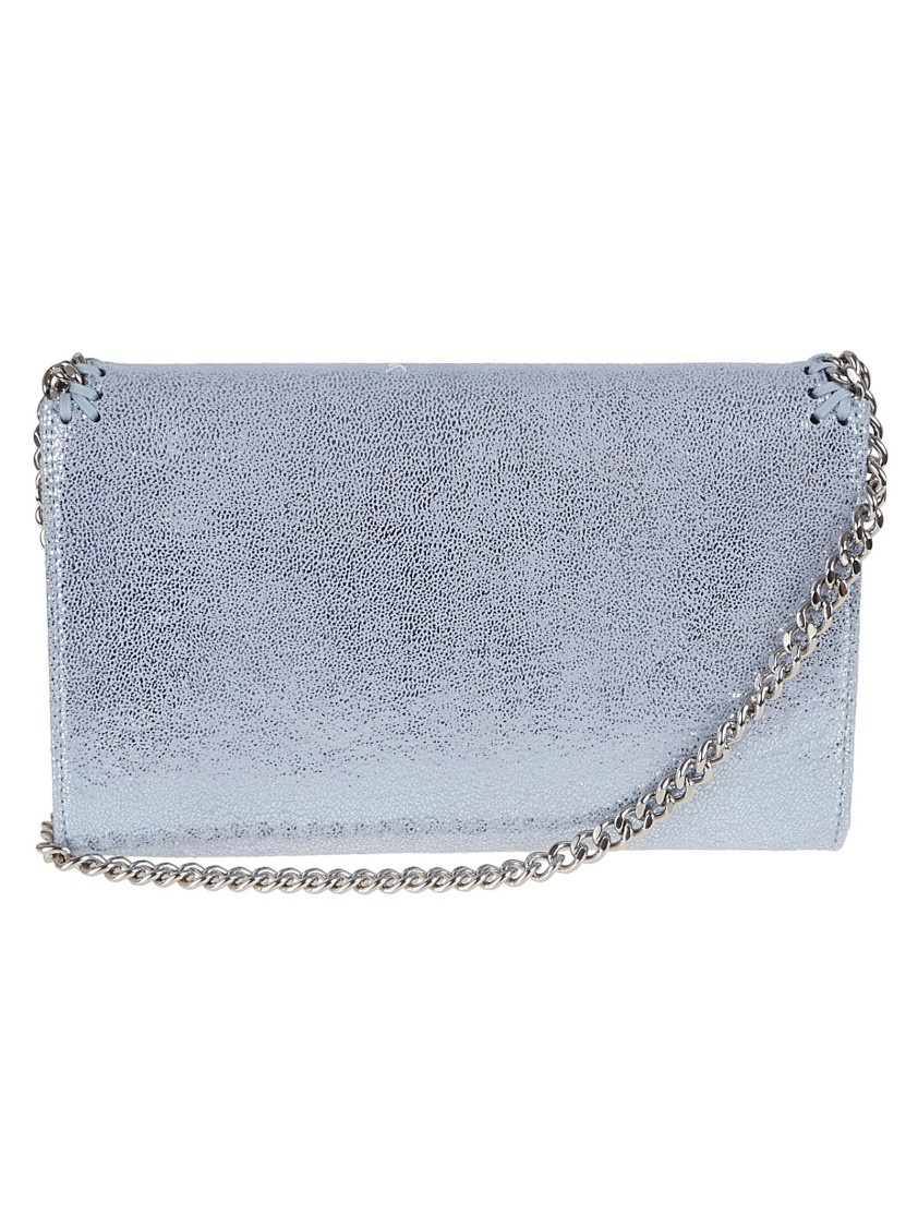 Stella Mccartney Textured Fold-over Clutch In Blue