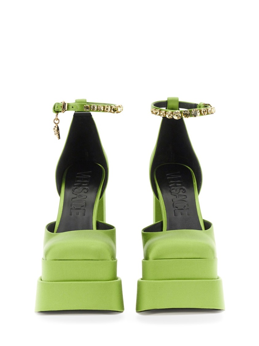 Shop Versace Platform Pumps "medusa Aevitas" In Green