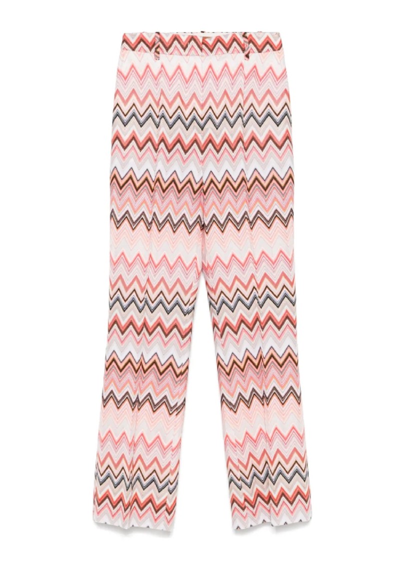 Missoni Flared Zigzag Pattern Trousers With Soft Texture