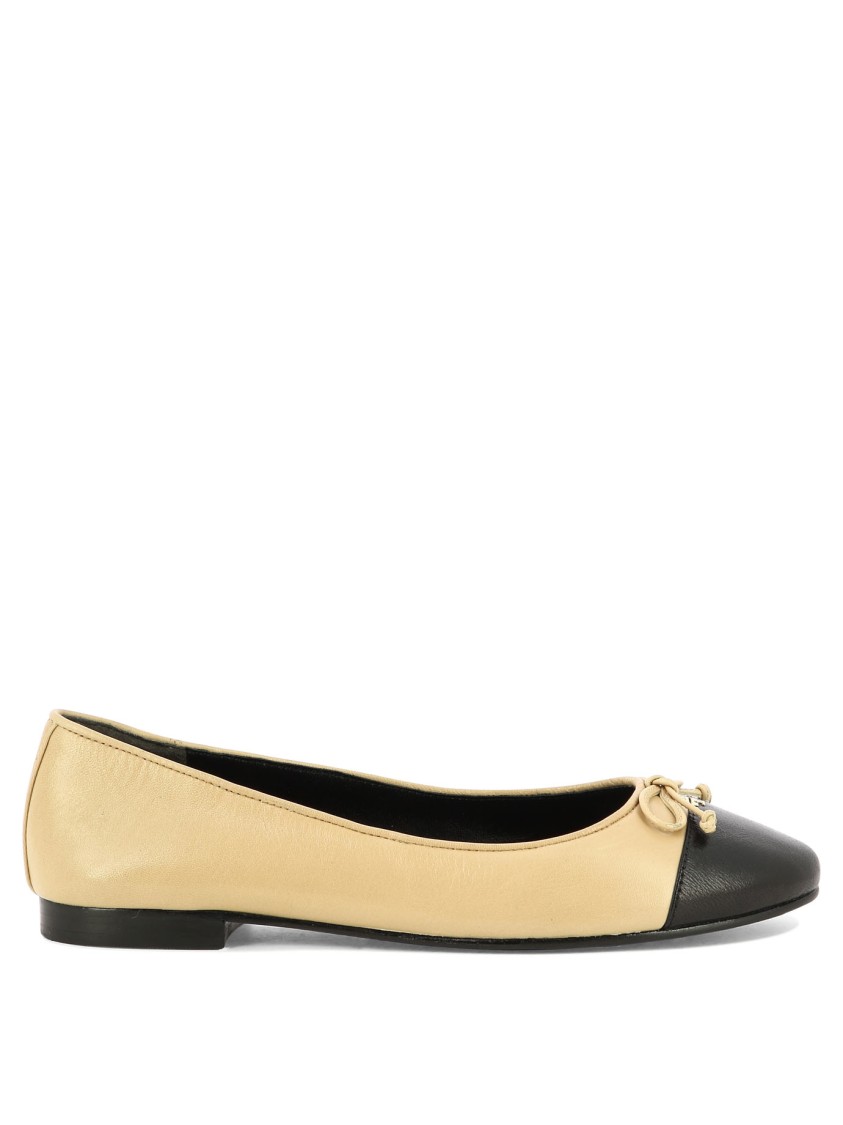 Tory Burch Goat And Bovine Leather Ballerinas In Brown