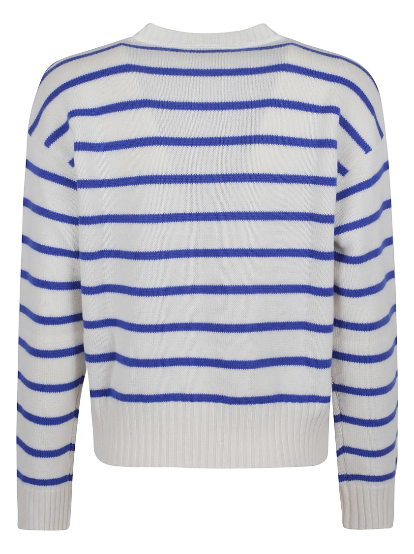 Pinko Crew Neck Striped Pattern Sweatshirt In White