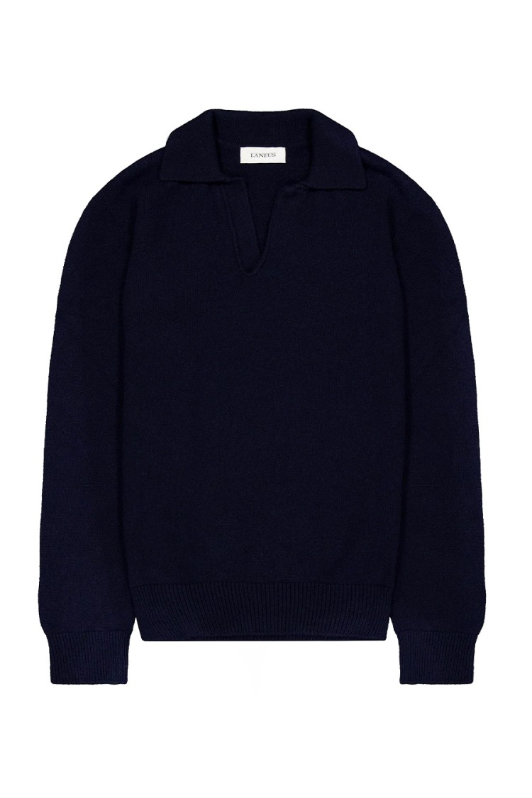 Laneus Relaxed Fit Polo Knitwear In Luxurious Wool-cashmere Blend