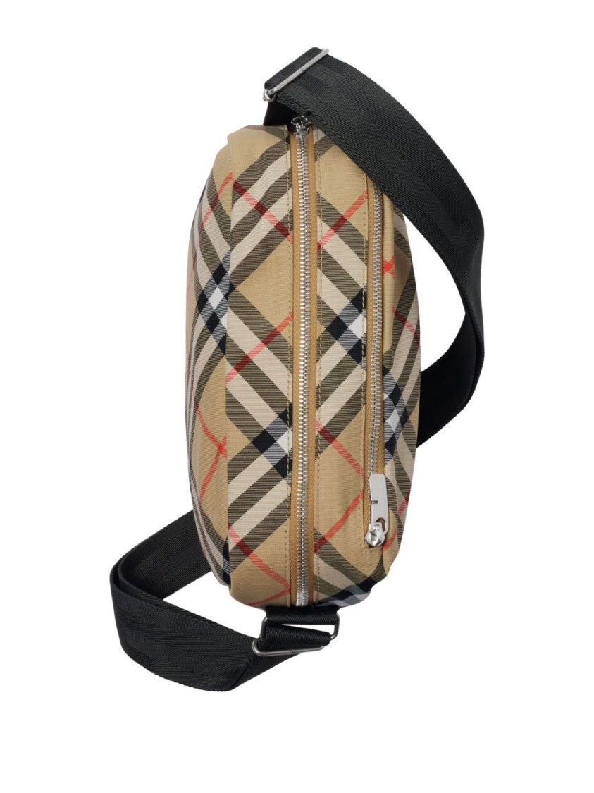 Burberry Vintage Check Messenger Bag With Silver Hardware In Grey